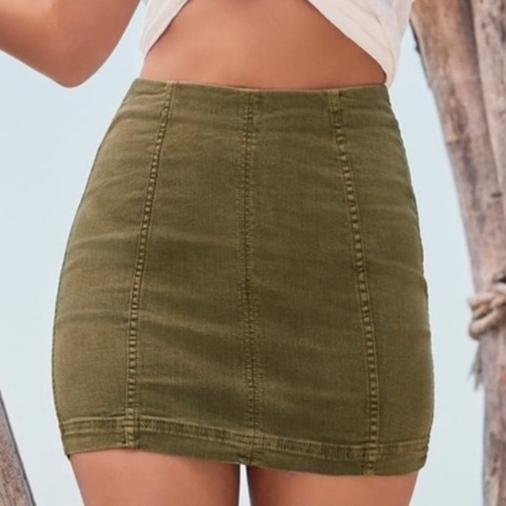 Free People Modern Femme Olive Mini Skirt